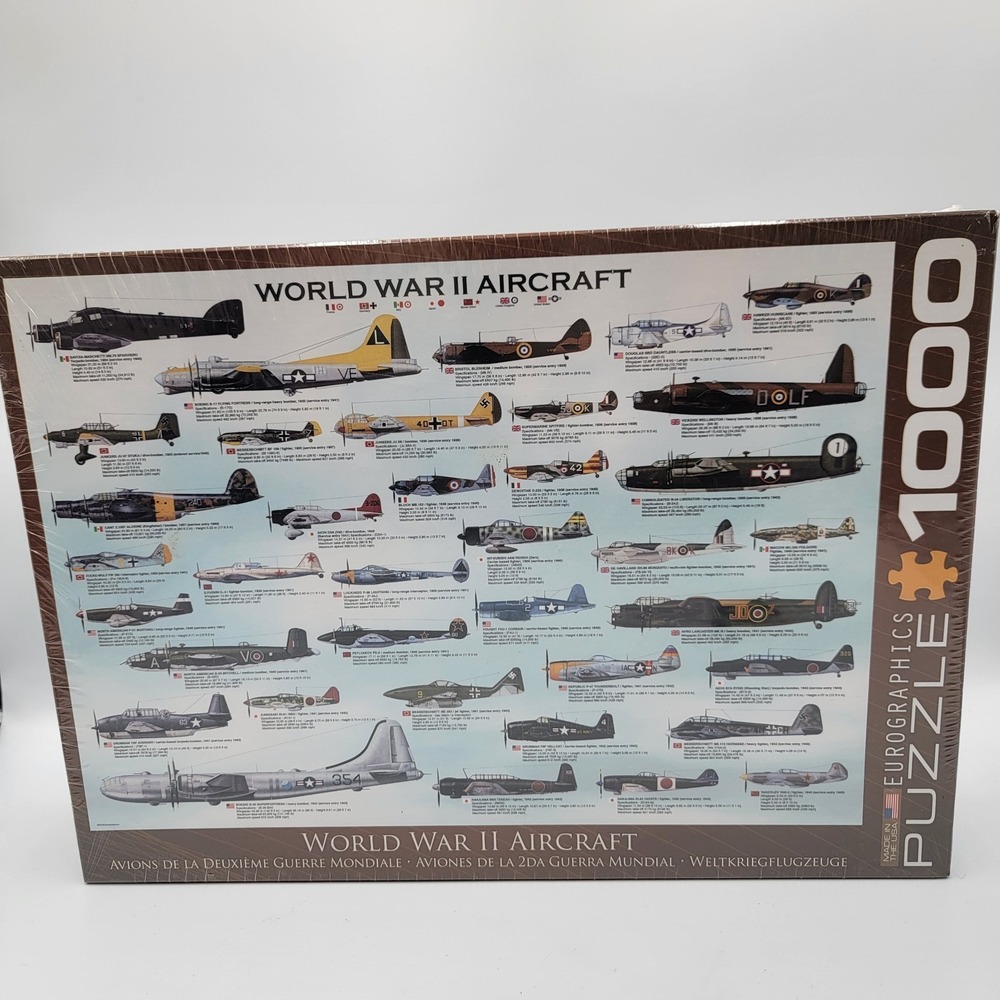 New Eurographics WW II Aircraft Jigsaw Puzzle 1000 Piece size 19 1/4"  x 26 5/8"